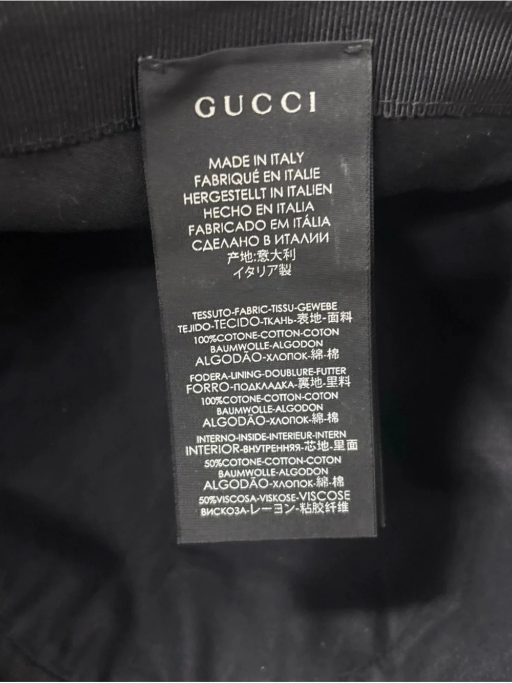 Gucci Black Logo-Print Bucket Hat Sz M